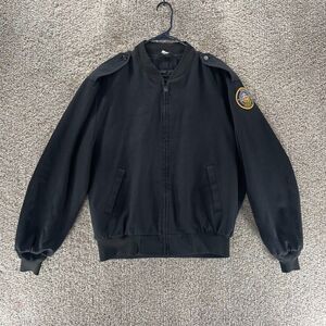 US Navy JORTC Coat Adult 46 Black Full Zip High School Casual Polyester Patch